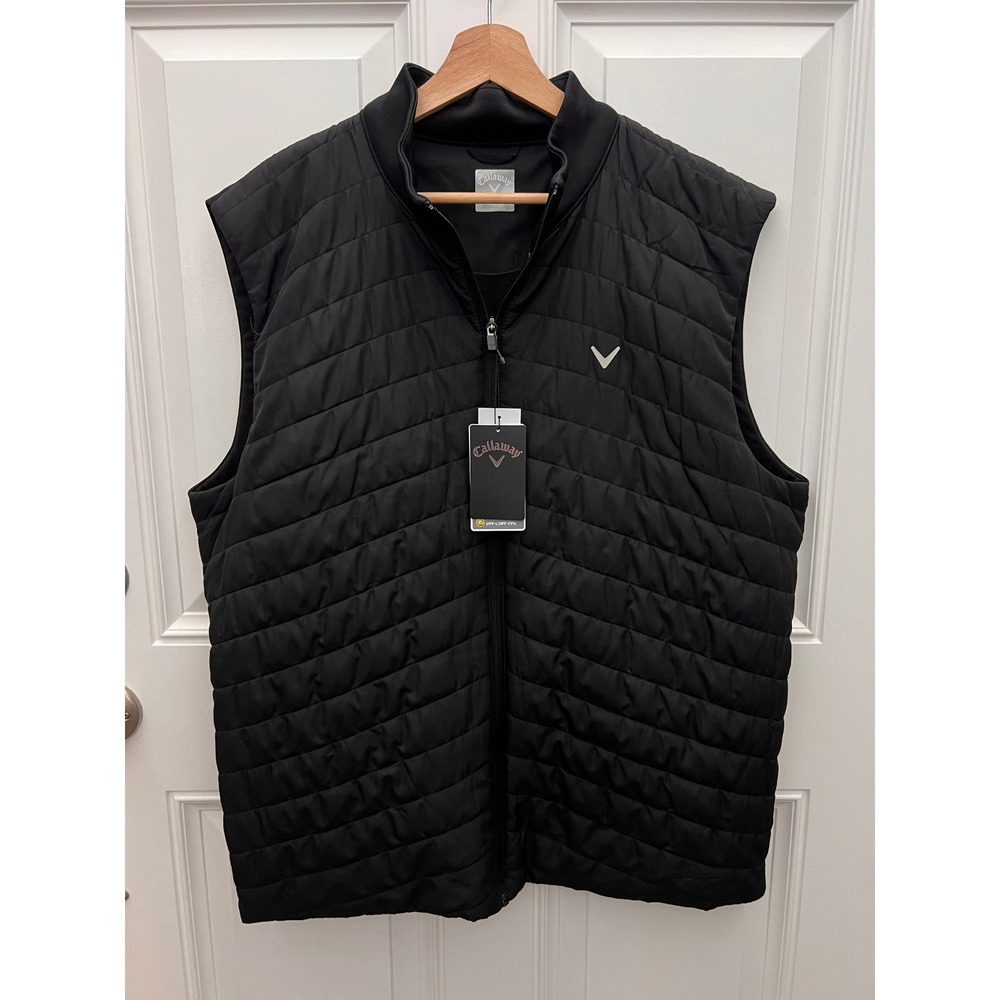 Callaway Mens Golf Puffer Vest Black Caviar UPF 50 Full Zip XL CGVFE0D8